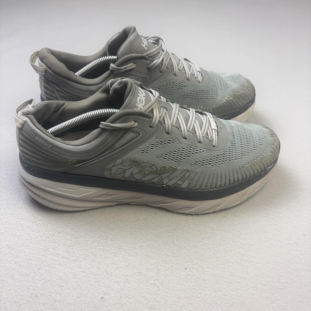 Hoka One One Bondi 7 Shoes Mens Size 13 Gray Cushioned Running Sneakers 1110518